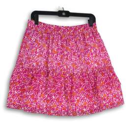 J. Crew Womens Pink Floral Elastic Waist Pleated A-Line Skirt Size S alternative image