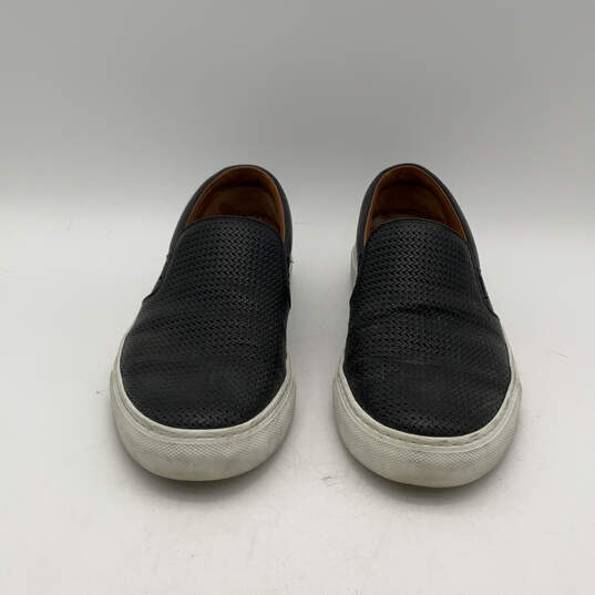 Womens Black Leather Round Toe Low Top Slip-On Sneaker Shoes Size 10 image number 1