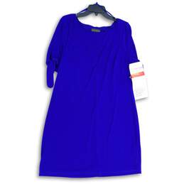 NWT Jessica Howard Womens Blue Short Sleeve Pullover A-Line Dress Size 16