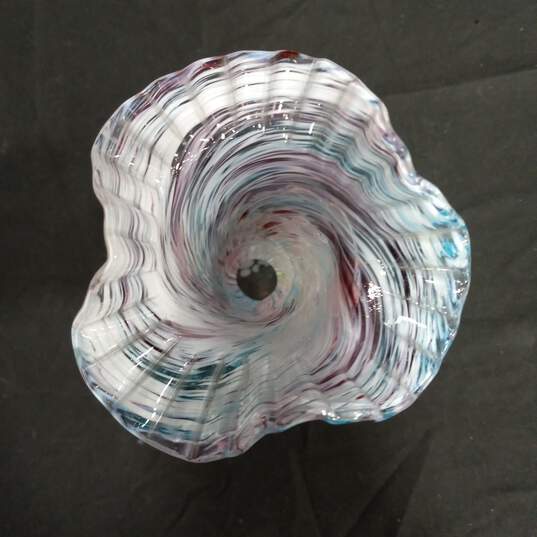 Hand Blown Glass Pink & Blue Art Vase image number 4