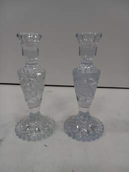Crystal Glass Candle Holders 2pc Bundle alternative image