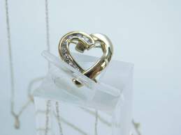 10K Yellow Gold Diamond Accent Ribbon Heart Pendant Necklace 1.5g alternative image
