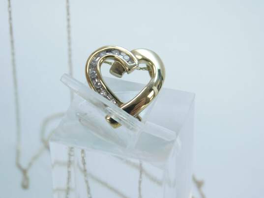 10K Yellow Gold Diamond Accent Ribbon Heart Pendant Necklace 1.5g image number 2