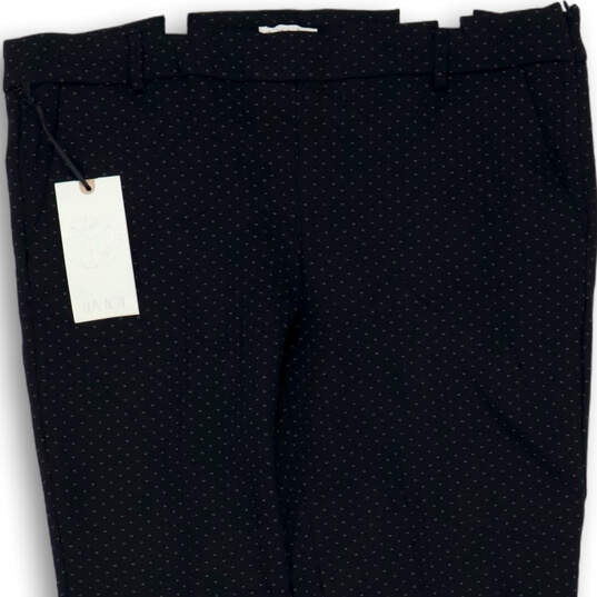 NWT Womens Black Polka Dot Flat Front Straight Leg Dress Pants Size 14 image number 3