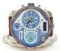 Diesel DZ7322 3Bar Chrono Blue Dial Brown Leather Band Watch 152.7g image number 1