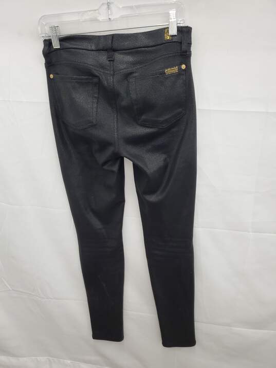 7 For All Mankind High Rise Skinny Black leather Jeans Size-27 used image number 2