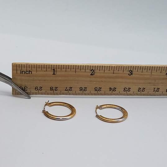 JCM Solid 14k Gold 2 Color Leaf Chiseled 3/4 Inch Hoop Earrings 9.1g image number 10