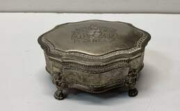 Vintage British Royal Crest Silver Plate Velvet Lined Vanity/Jewelry Box