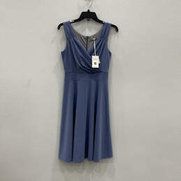 NWT Womens Blue Sleeveless Back Zip Knee Length Fit & Flare Dress Size S