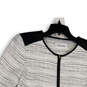 Womens Black White Long Sleeve Pockets Round Neck Full-Zip Jacket Size 10 image number 1