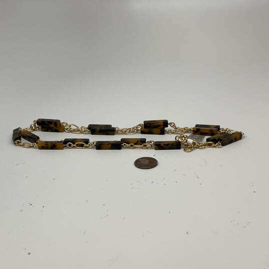 Designer J. Crew Gold-Tone Resin Tortoise Fashionable Link Chain Necklace image number 3