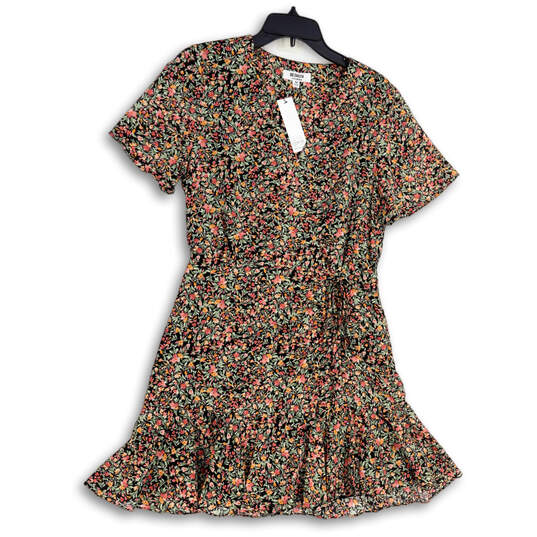 NWT Womens Multicolor Floral Surplice Neck Ruffle Hem A-Line Dress Size M image number 1