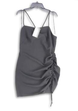 NWT Womens Black Ruched Spaghetti Strap Mini Dress Size Large