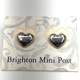 Designer Brighton Silver-Tone Mini Post Heart Shaped Stud Earrings
