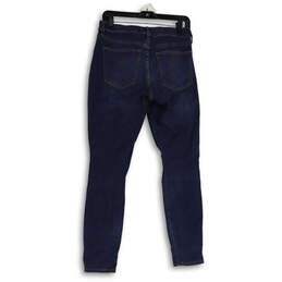 Womens Blue Denim Distressed Dark Wash Pockets Skinny Leg Jeans Size 28R alternative image