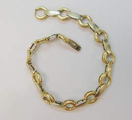 14K Two Tone White & Yellow Gold Circle Link Chain Bracelet 15.9g alternative image