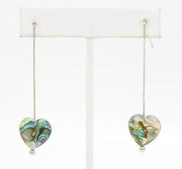 Artisan 925 Abalone Shell Heart Jewelry & Hoop Earrings alternative image