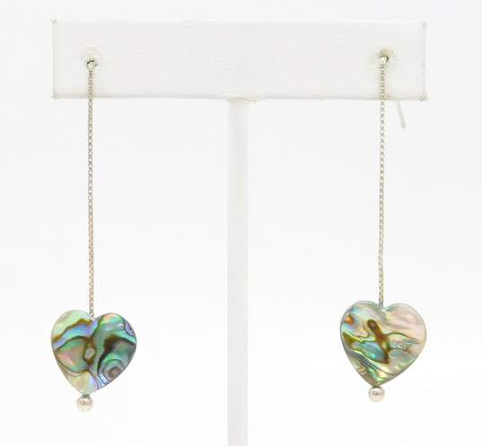 Artisan 925 Abalone Shell Heart Jewelry & Hoop Earrings image number 2