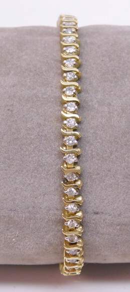 10K Yellow Gold 1.50 CTTW Round Diamond Tennis Bracelet 10.2g alternative image