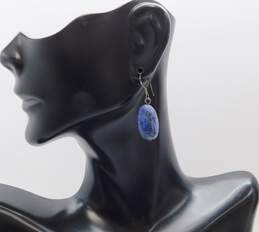 Artisan 925 Stamped Petals Flower Pendant Blue Quartz Beaded Chain Necklace & Sodalite & Green Jasper & Pearl Drop Earrings 47.1g alternative image