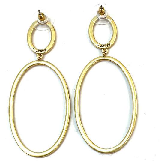 Designer J. Crew Gold-Tone Pink Rhinestone Fashionable Dangle Earrings image number 3