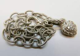 Judith Ripka Sterling Silver Cubic Zirconia Heart Charm Chain Bracelet 17.6g alternative image