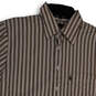 Mens Brown Striped Spread Collar Short Sleeve Button-Up Shirt Size Small image number 3