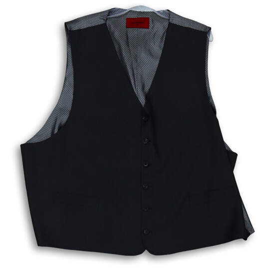 Mens Black Gray Belted Front Pockets V-Neck Sleeveless Vest Size 56 L image number 1