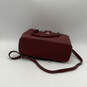 NWT Womens Red Leather Inner Pocket Detachable Strap Snap Satchel Bag image number 3
