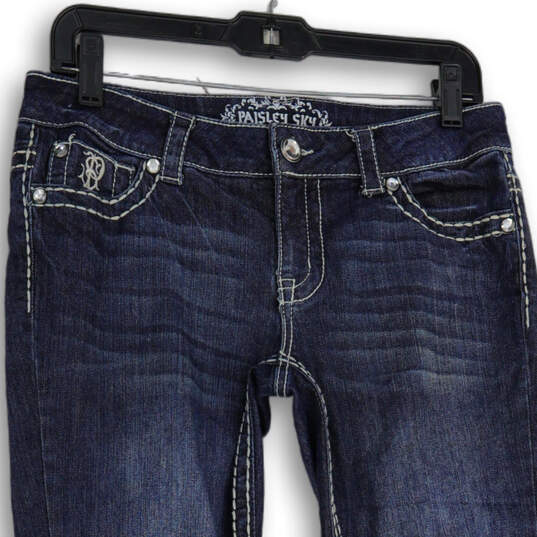 Womens Blue Denim Medium Wash Stretch 5-Pocket Design Skinny Leg Jeans Sz 6 image number 3