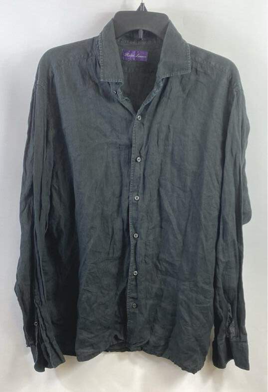 Ralph Lauren Men Black Linen Button Up Shirt XL image number 1
