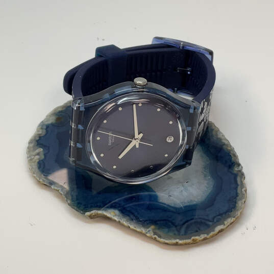Designer Swatch Swiss Calife Blue Silicone Strap Round Analog Wristwatch image number 1