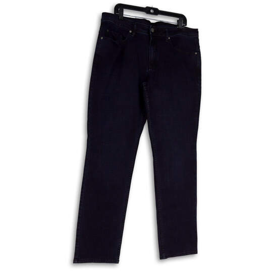 Mens Blue Denim Dark Wash Stretch Pockets Straight Leg Jeans Size 36x34 image number 1