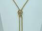 Vintage 14k Yellow Gold Etched Shield Opal Tassel Lariat Necklace 33.5g image number 2
