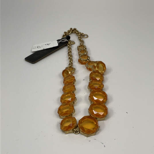 Designer J. Crew Gold-Tone Orange Crystal Cut Stone Statement Necklace image number 2