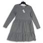 NWT Loft Womens Gray Long Sleeve Crew Neck Pullover Swing Dress Size XS image number 1
