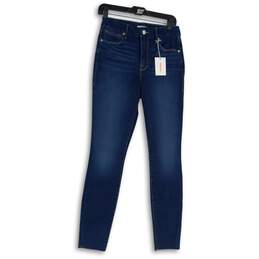 NWT Good American Womens Blue Denim Dark Wash Skinny Leg Jeans Size 8/29