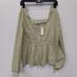 Anthropologie Harshman Women's Moss Green Blouse Size L NWT image number 1