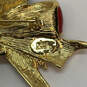Designer Joan Rivers Gold-Tone Crystal Stone Enamel Flag Ribbon Brooch Pin image number 4
