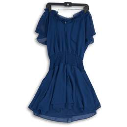 BCBGeneration Womens Blue Round Neck Short Sleeve Fit & Flare Dress Size M