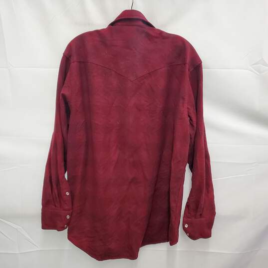 VTG Pendleton MN's Pearl Snap Button Cotton Blend Red Western Long Sleeve Shirt Size L image number 2