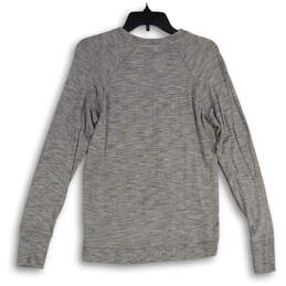 Womens Gray Heather Crew Neck Criss Cross Hem Pullover Sweatshirt Size XS alternative image