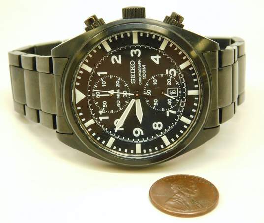 Buy the Seiko Mens Chronograph Black Ion SNN233 Watch | GoodwillFinds