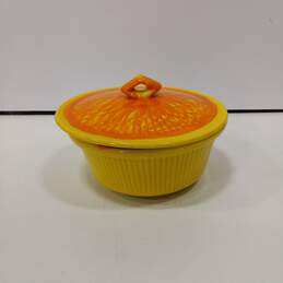Vintage Yellow & Orange Ceramic Casserole Dish