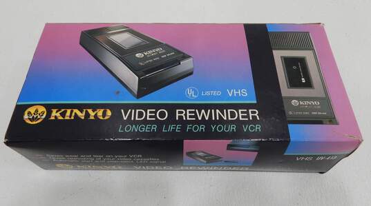 VNTG Kinyo Brand UV-413 Model Super Slim VHS/Video Cassette Rewinder w/ Original Box and Power Cable image number 1