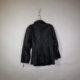 Womens Collared Long Sleeve Button Front Leather Jacket Size Large alternative image