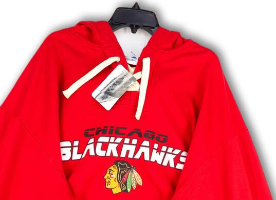 NWT Mens Red NHL Chicago Blackhawks Long Sleeve Pullover Hoodie Size 4X image number 3