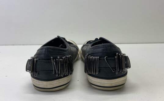 Aldo Leather Saftey Pin Detail Lace Up Sneakers Black 9 image number 4