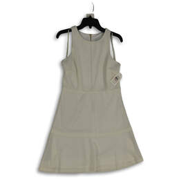 NWT Womens White Sleeveless Back Zip Knee Length A-Line Dress Size 10