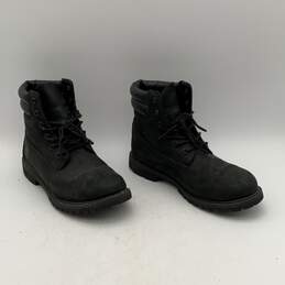 Timberland Mens Black Leather Round Toe Lace-Up Ankle Combat Boots Size 8 alternative image